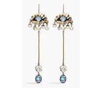 Burnished gold-tone crystal earrings - Metallic