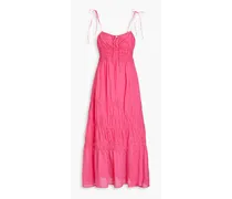 Halia shirred ramie maxi dress - Pink