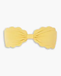 Marysia Antibes scalloped stretch-crepe bandeau bikini top - Yellow Yellow