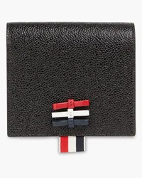 Thom Browne Bow-detailed pebbled-leather cardholder - Black Black