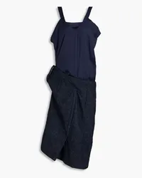 Maison Margiela Twill-paneled wool and cotton-blend midi dress - Blue Blue