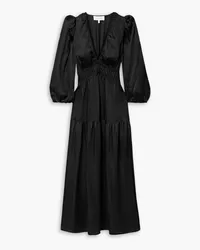 The Great The Brook gathered charmeuse midi dress - Black Black