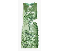 Cutout sequined tulle mini dress - Green