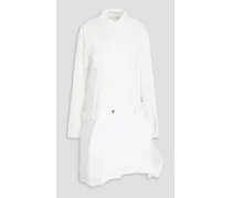Cotton-poplin and denim shirt dress - White