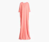 Draped silk-blend crepe gown - Pink