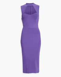 Hervé Léger Cutout ribbed bandage midi dress - Purple Purple