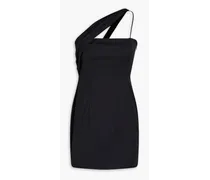 Draped cotton-sateen mini dress - Black