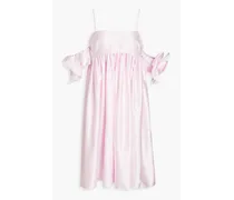 Cold-shoulder bow-embellished satin dress - Pink