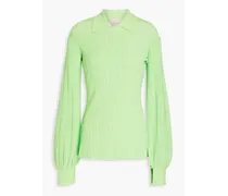 Juliana neon ribbed-knit top - Green
