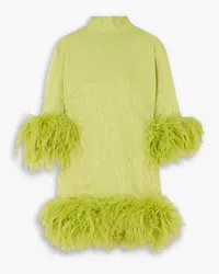 Taller Marmo Gina feather-trimmed satin-moiré mini dress - Green Green