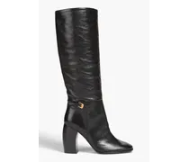 Buckled pebbled-leather boots - Black