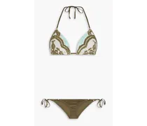 Jacquard triangle bikini - Green