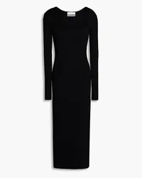 Ganni Ribbed-knit midi dress - Black Black