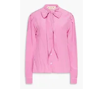 Pussy-bow silk crepe de chine blouse - Pink