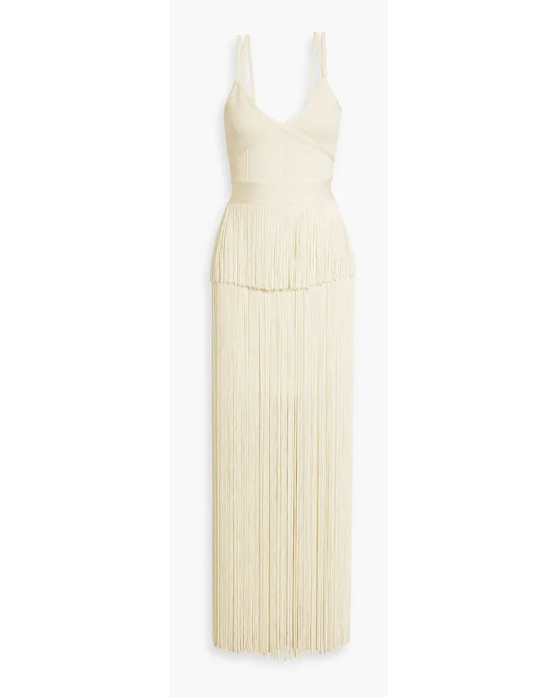 Fringed bandage maxi dress - White