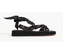 Knotted patent-leather sandals - Black