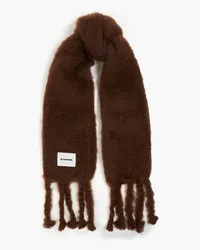 Jil Sander Fringed brushed mohair-blend scarf - Brown Brown