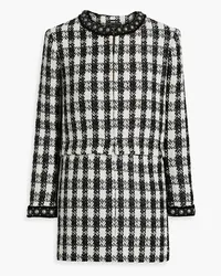 Alice + Olivia Alice Olivia - Deon convertible embellished checked tweed jacket - Black Black