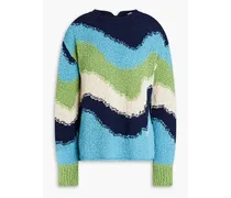 Color-block cotton sweater - Blue