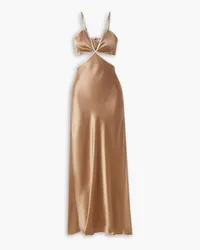 Reformation Poppies cutout silk-satin midi dress - Neutral Neutral