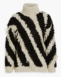 Zimmermann Striped bouclé-knit wool-blend turtleneck sweater - Black Black