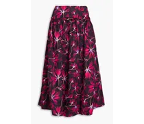 Emmy floral-print cotton-poplin midi skirt - Pink