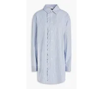 Ruffle-trimmed striped cotton-poplin shirt - Blue
