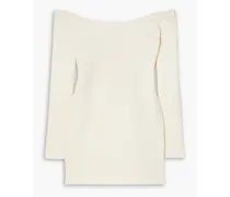 Octavia off-the-shoulder wool-crepe mini dress - White
