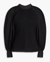 3.1 phillip lim Shirred cotton-poplin top - Black Black