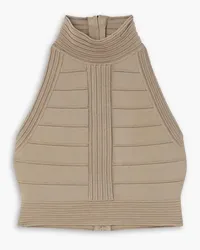 Balmain Cropped knitted turtleneck top - Neutral Neutral