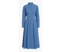 Charlotte pleated Lyocell-blend midi shirt dress - Blue