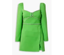 Self-Portrait Crystal-embellished crepe mini dress - Green Green