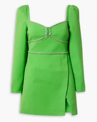 Self-Portrait Crystal-embellished crepe mini dress - Green Green