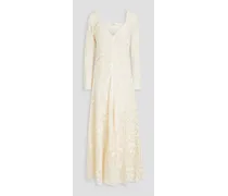 Embellished cotton macramé lace maxi dress - White