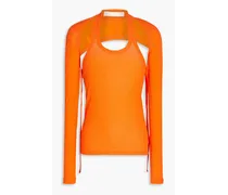 Ribbed stretch-cotton jersey tank - Orange