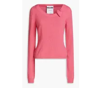 Appliquéd cashmere and wool-blend sweater - Pink