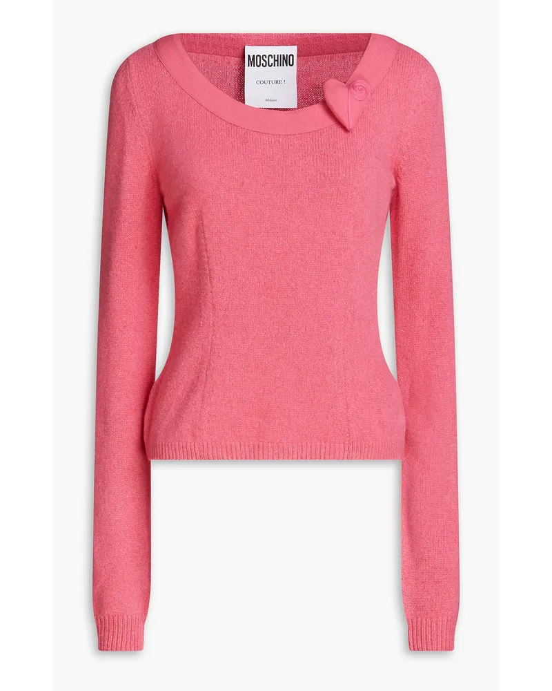 Moschino Appliquéd cashmere and wool-blend sweater - Pink Pink