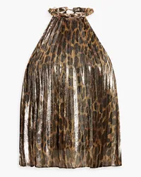 Alice + Olivia Alice Olivia - Alycia chain-embellished leopard-print silk-blend chiffon top - Animal print Animal