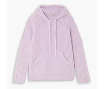 Brushed ribbed wool-blend hoodie - Purple