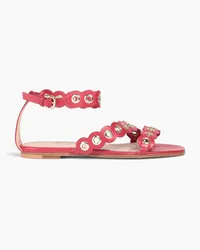 RED Valentino Eyelet-embellished leather sandals - Burgundy Burgundy