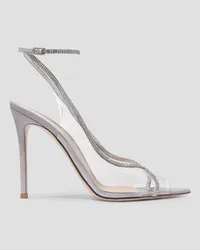 Gianvito Rossi Plexi 105 crystal-embellished lamé and PVC pumps - White White