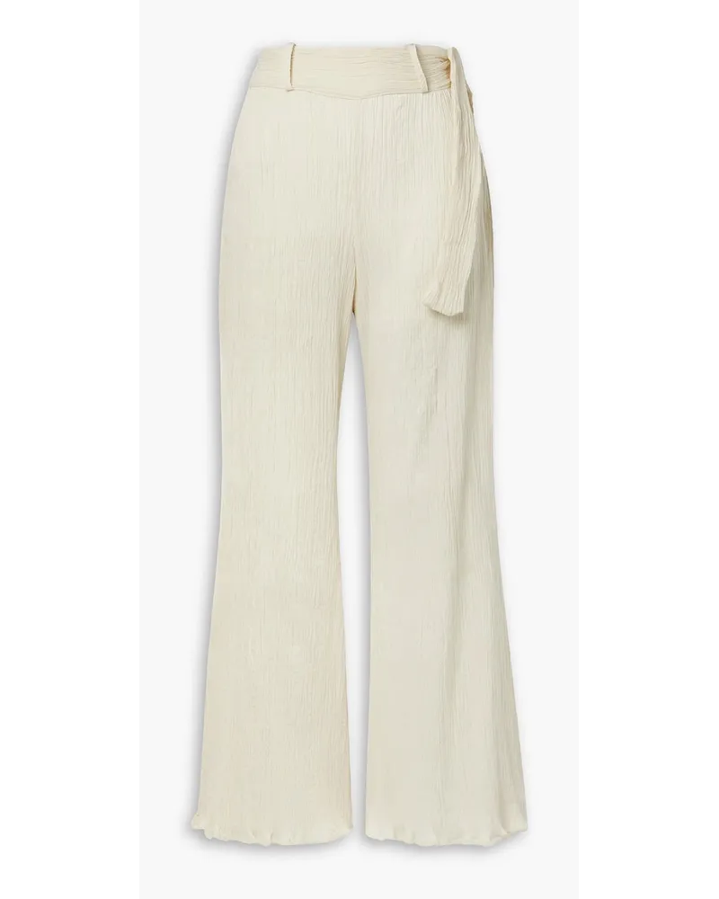 Eve crinkled cotton-gauze flared pants - White