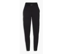 Bead-embellished wool-blend twill tapered pants - Black