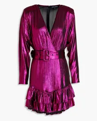 Retrofête Maureen wrap-effect metallic jersey mini dress - Pink Pink