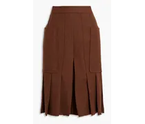 Mélange pleated wool-twill shorts - Brown