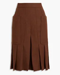 Victoria Beckham Mélange pleated wool-twill shorts - Brown Brown