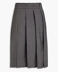 Brunello Cucinelli Pleated bead-embellished wool-blend skirt - Gray Gray