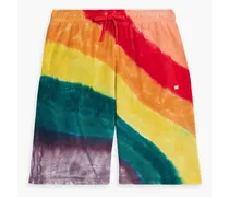Tie-dyed cotton-terry drawstring shorts - Red