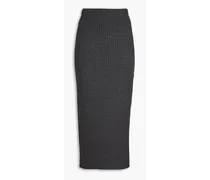 Mélange ribbed-knit midi skirt - Gray