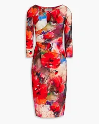 Chiara Boni Kelcie wrap-effect gathered printed scuba dress - Red Red